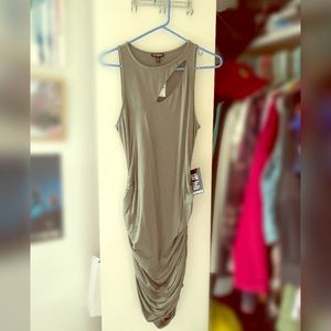 Express Scrunch Army Green Body Con Dress